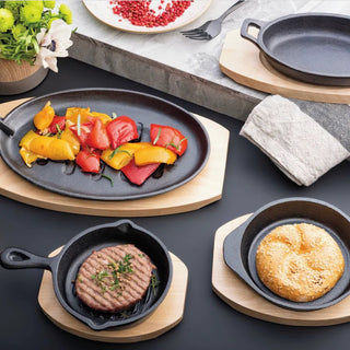 Fusion Taste Cast Iron Round Frying Pan with Beech Trivet 15cm