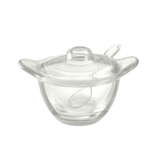 Parm.Server/ Preserve Jar/ Sugar Bowl w.Spoon Bolli Clear Red