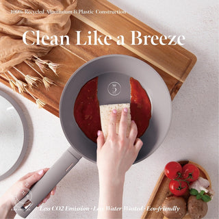 Deep frypan with lid, 24 cm , Taupe