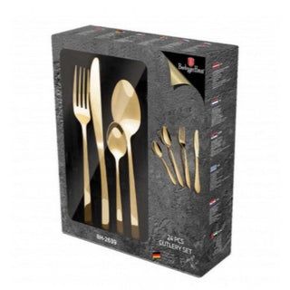 24-Piece Cutlery Set, mirror, Yellow Gold