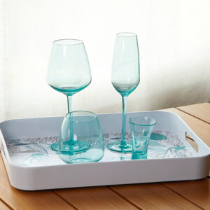 Square Water Glass-Tritan Turquoise-Set 6u