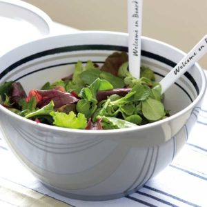 MELAMINE SALAD BOWL AND SERVERS WELCOME ON BOARD